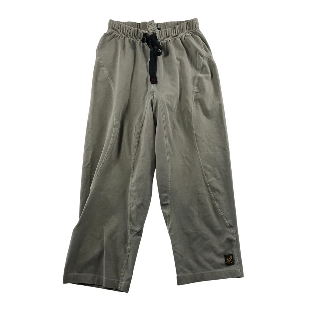 Gramicci Mens 3/4 Crop Pants Tan Khaki Cotton Spandex Elastic Waist Small USA